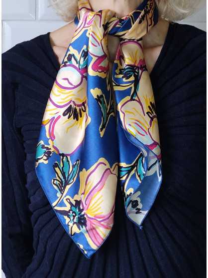 Foulard Carré En Soie Nicole De Beauvoir Paris - Couleur Verte, Occasion