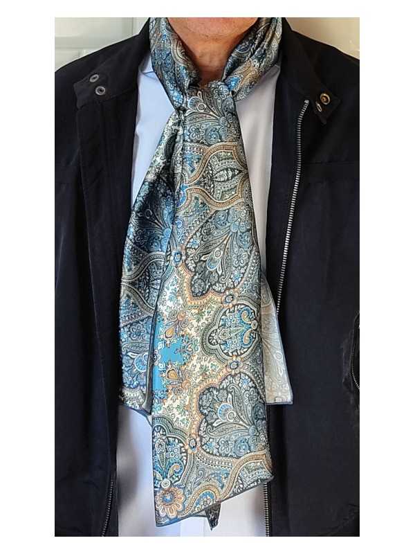 foulard écharpe en soie homme CBF EH2000 fabriqué en France Made in France  Taille 40 cm x 140 cm