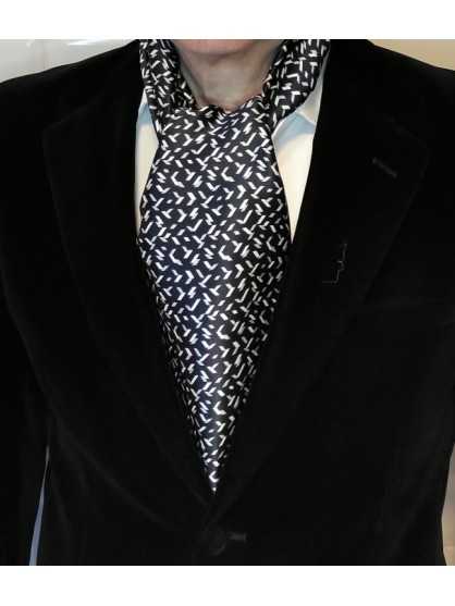 Foulard-Echarpe homme en soie motifs étriers-noir